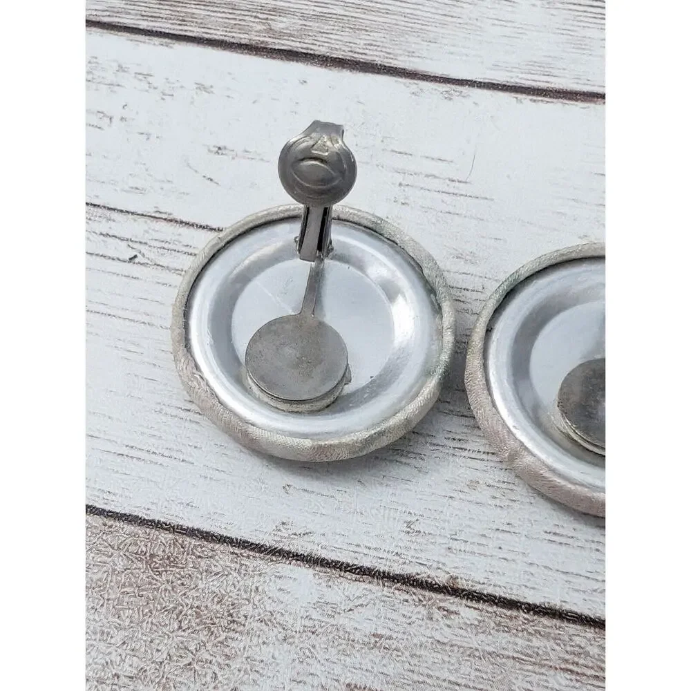 Vintage Clip On Earrings - Fabric Button Style 1 & 1/8